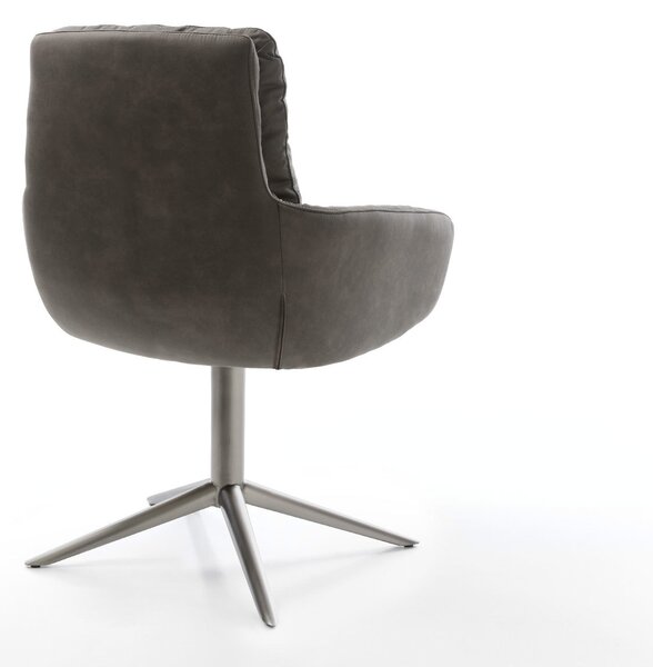 DELIFE Étkezőszék Abelia-Flex kényelmes karfákkal mikroszálas antracit vintage fém láb grafit 360° forgatható hintamechanizmus