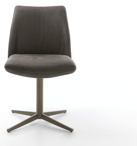 DELIFE Étkezőszék Elso-Flex mikroszálas antracit vintage lábkereszt titán effekt felület 360° forgatható zsákrugós