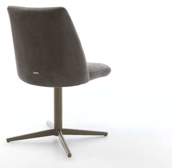 DELIFE Étkezőszék Elso-Flex mikroszálas antracit vintage lábkereszt titán effekt felület 360° forgatható zsákrugós