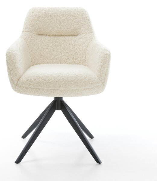 DELIFE Étkezőszék Pejo-Flex teddy szövet bézs kereszt láb széles fekete 360° forgatható billenő zsákrugó