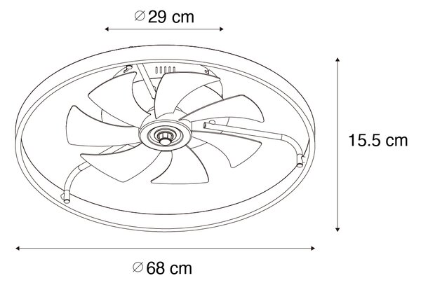 Mennyezeti ventilátor fekete 70 cm LED-del, fényerőszabályzóval és távirányítóval - Maddy