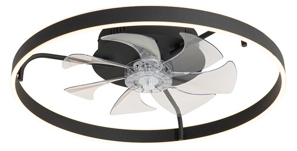 Mennyezeti ventilátor fekete 70 cm LED-del, fényerőszabályzóval és távirányítóval - Maddy