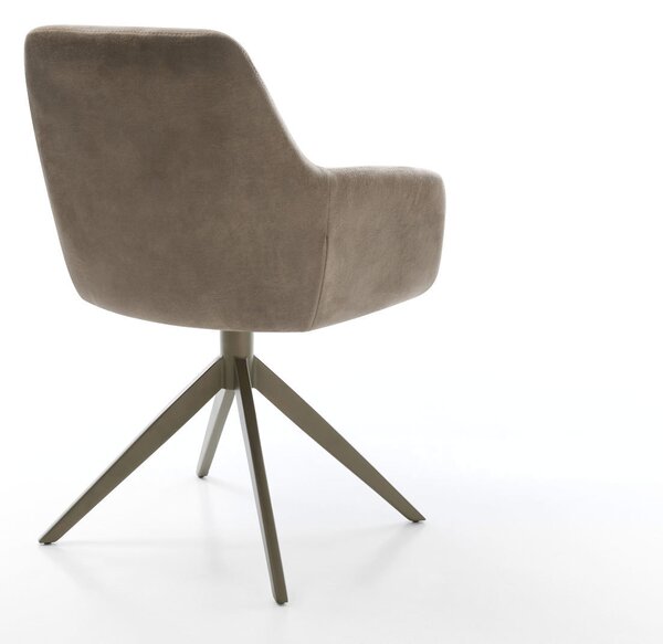 DELIFE Étkezőszék Pejo-Flex mikroszálas taupe vintage kereszt láb széles titán effekt felület 360° forgatható zsákrugós matrac
