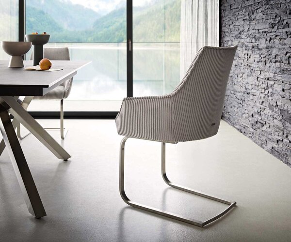DELIFE Étkezőszék Alja-Flex karfás mikroszálas ezüstszürke étkezőszék lapos rozsdamentes acél zsákrugós