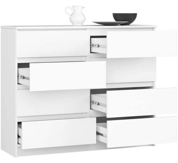 AKORD CLP 120 Komód 8 Fiókos Laminált Fehér Matt