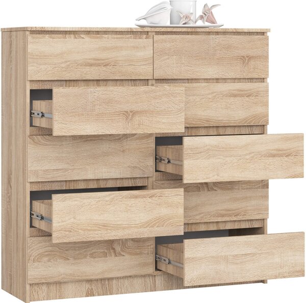 AKORD CLP K120 Komód Laminált Sonoma Tölgy 10 Fiókos