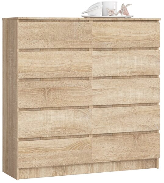 AKORD CLP K120 Komód Laminált Sonoma Tölgy 10 Fiókos