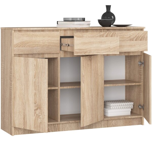 AKORD CLP K140 Komód Laminált Sonoma Tölgy 3 Ajtós 3 Fiókos