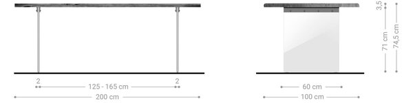 DELIFE Étkezőasztal Edge 200x100 akác természetes üveg Live-Edge