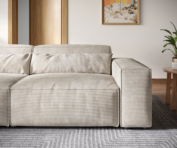 DELIFE Nagy kanapé Sirpio XL 270x130 cm kordbársony bézs