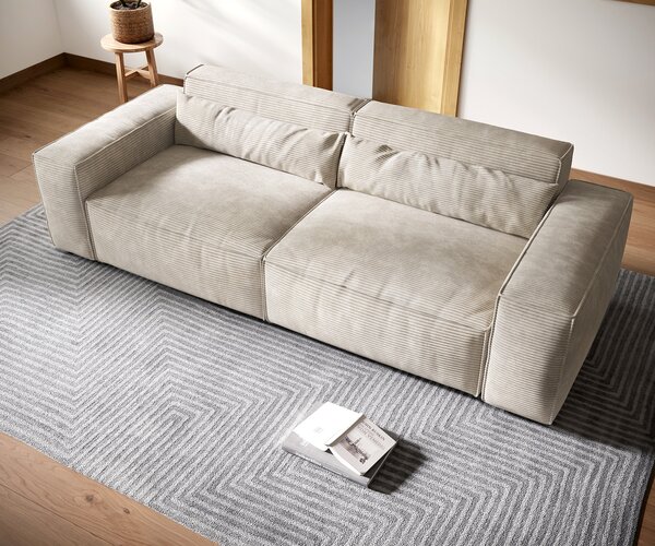 DELIFE Nagy kanapé Sirpio XL 270x130 cm kordbársony bézs