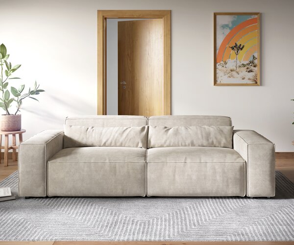 DELIFE Nagy kanapé Sirpio XL 270x130 cm kordbársony bézs