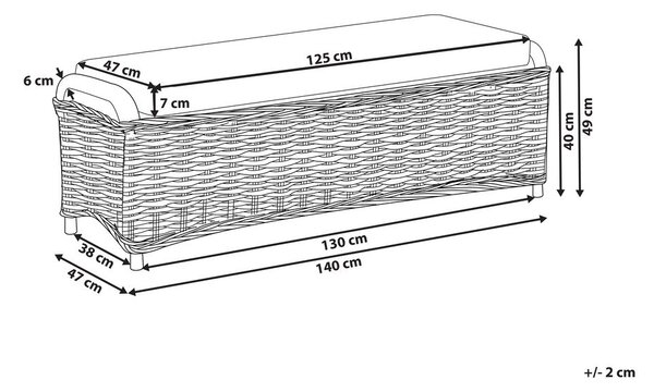 Kerti ottomán SUSUA 140 cm Rattan Természetes