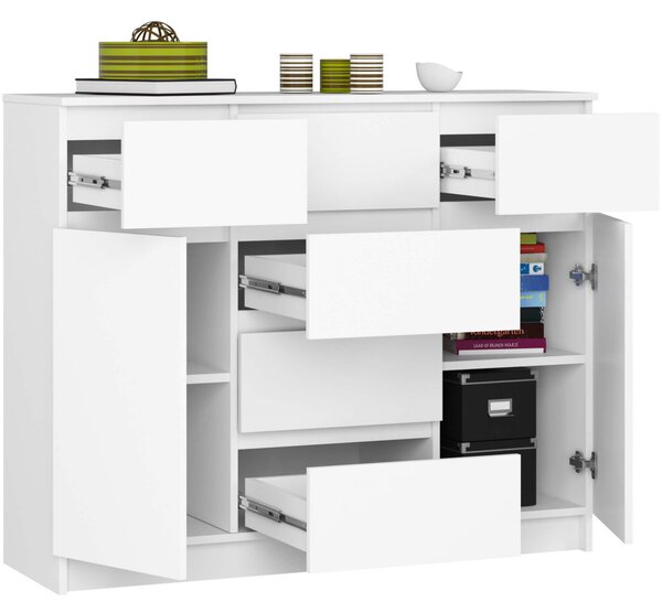 AKORD CLP K017 Modern Komód Laminált Fehér 6-Fiókos