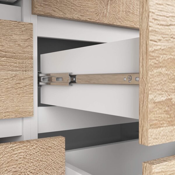 AKORD Modern 8 Fiókos Komód Laminált Fehér-Sonoma 120cm