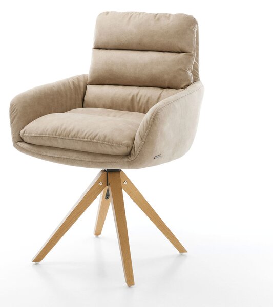 DELIFE Étkezőszék Abelia-Flex karfás mikroszálas bézs vintage fa láb szögletes természetes