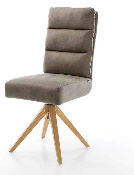 DELIFE Étkezőszék Pela-Flex mikroszálas taupe vintage fa láb szögletes természetes zsákrugós