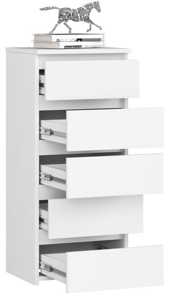 AKORD CL5 Keskeny Fiókos Komód Laminált Fehér Matt