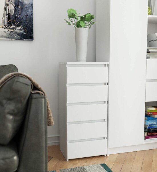 AKORD CL5 Keskeny Fiókos Komód Laminált Fehér Matt