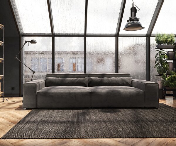 DELIFE Nagy kanapé Sirpio XL 270x130 cm mikroszálas khaki-barna