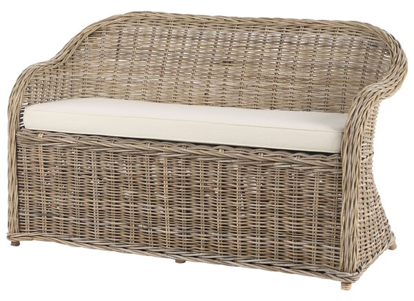 Kerti pad ülőpárnával SUSUA 141 cm Ottománnal Rattan Természetes