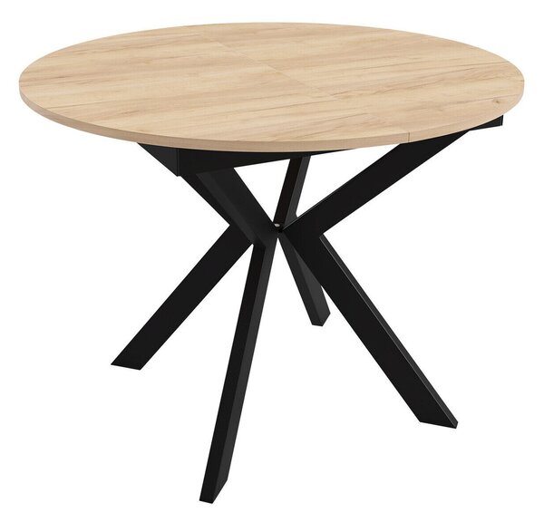 Asztal Oswego 112, 76cm, Kézműves aranytölgy, Fekete