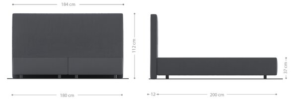 DELIFE Boxspring ágy Dream-Well 180x200 cm mikroszálas szürke