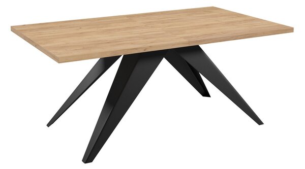 Asztal Oswego 113, 76x80cm, Kézműves aranytölgy, Fekete