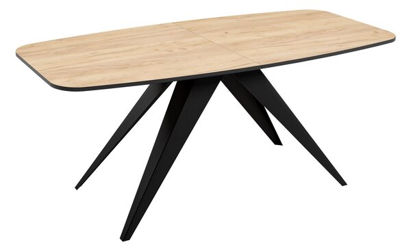 Asztal Oswego 115, 76x80cm, Kézműves aranytölgy, Fekete