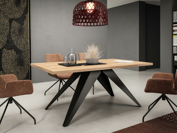 Asztal Oswego 113, 76x80cm, Kézműves aranytölgy, Fekete