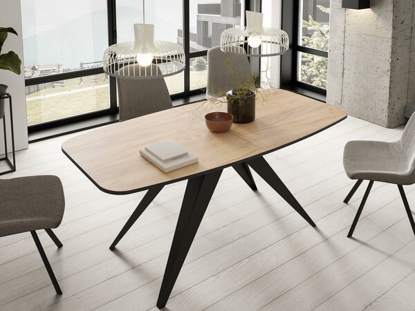 Asztal Oswego 115, 76x80cm, Kézműves aranytölgy, Fekete