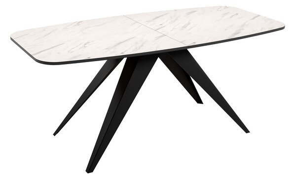 Asztal Oswego 115, 76x80cm, Fehér márvány, Fekete