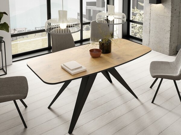 Asztal Oswego 115, 76x80cm, Lancelot tölgy, Fekete