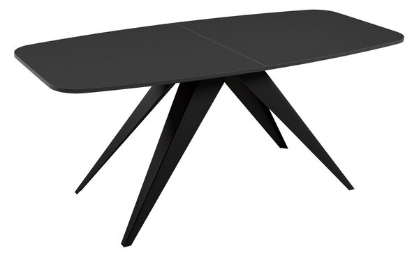 Asztal Oswego 115, Fekete, 76x80x160cm, Hosszabbíthatóság, Laminált forgácslap, Fém