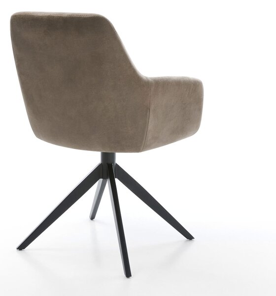 DELIFE Étkezőszék Pejo-Flex mikroszálas taupe vintage kereszt láb széles fekete 360° forgatható billenő zsákrugós