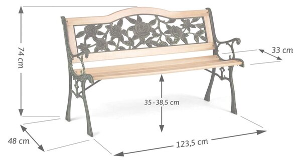 Sofotel Gardi Rose kerti Pad háttámlával 123,5x74x48cm - Natúr, Fekete