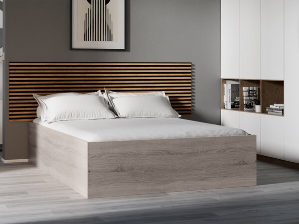 BELLA ágy 140x200 cm, szarvasgomba tölgy Ágyrács: Léces ágyrács, Matrac: Coco Maxi 19 cm matrac