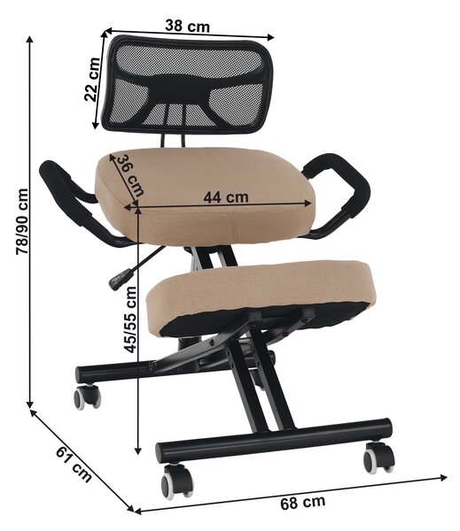 KONDELA Ergonomikus zsámoly, bézs/fekete, RUFUS
