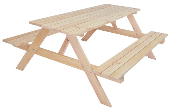 ROJAPLAST Piknik bútor készlet fa 180 cm természetes