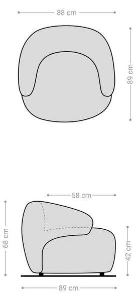 DELIFE Lounge fotel Nova 88x88 cm bouclé ezüstszürke