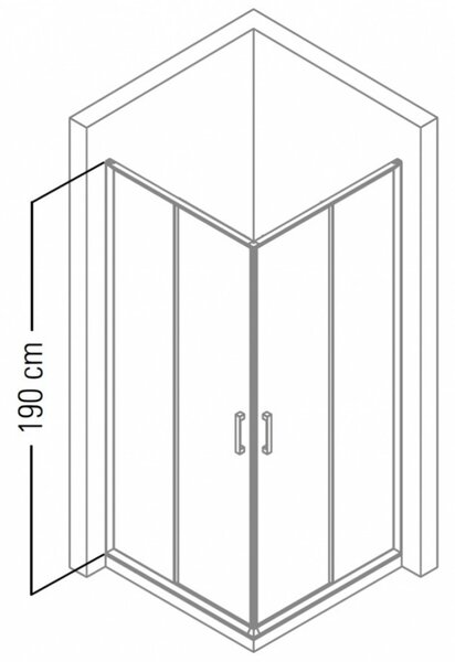 Vela Banyo TMP zuhanykabin - 90 SZÖGLETES - 5 mm víztiszta vízlepergető üveggel - 90 x 90 x 190 cm