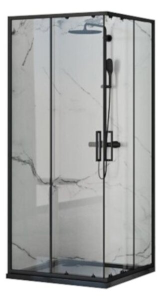 Vela Banyo NERO MATT FEKETE zuhanykabin SZÖGLETES - 5 mm víztiszta vízlepergető üveggel - 90 x 90 cm