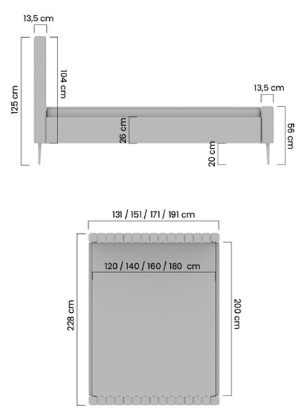 Livani kárpitozott ágy 160x200 cm - bézs vízlepergető bársony Salvador 2 / arany lábak