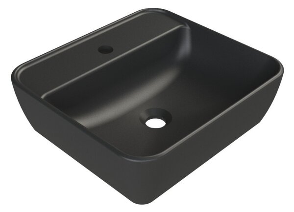 CeraStyle ONE - PULTRA ültethető - Top Counter - porcelán mosdó - - MATT FEKETE - 46 x 42 cm