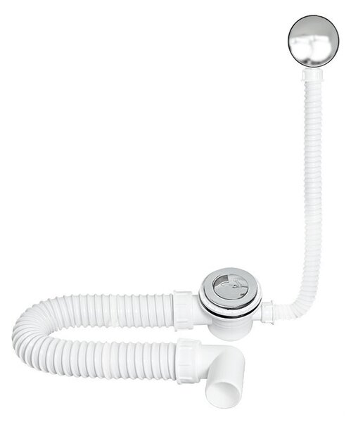 TEXO kádszifon - KRÓM - Klikk - klakk leeresztővel - flexibilis csővel - Ø 5/4" x 0,5 m x Ø 40 mm