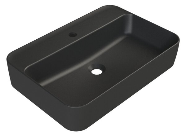 CeraStyle HERA - PULTRA ültethető - Top Counter - porcelán mosdó - MATT FEKETE - 60 x 42 cm