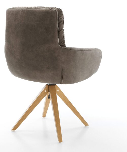 DELIFE Étkezőszék Abelia-Flex karfás mikroszálas taupe vintage fa láb szögletes természetes