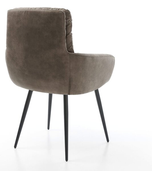 DELIFE Étkezőszék Abelia-Flex karfás mikroszálas taupe vintage 4 lábas kúpos fekete