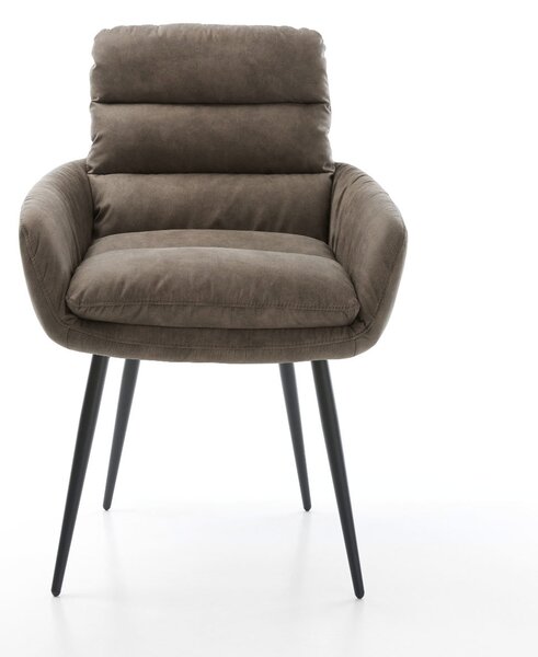 DELIFE Étkezőszék Abelia-Flex karfás mikroszálas taupe vintage 4 lábas kúpos fekete