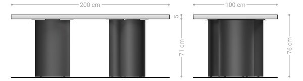 DELIFE Étkezőasztal Edge 200x100 XL akác platina Troa rozsdamentes acél szálcsiszolt Live-Edge
